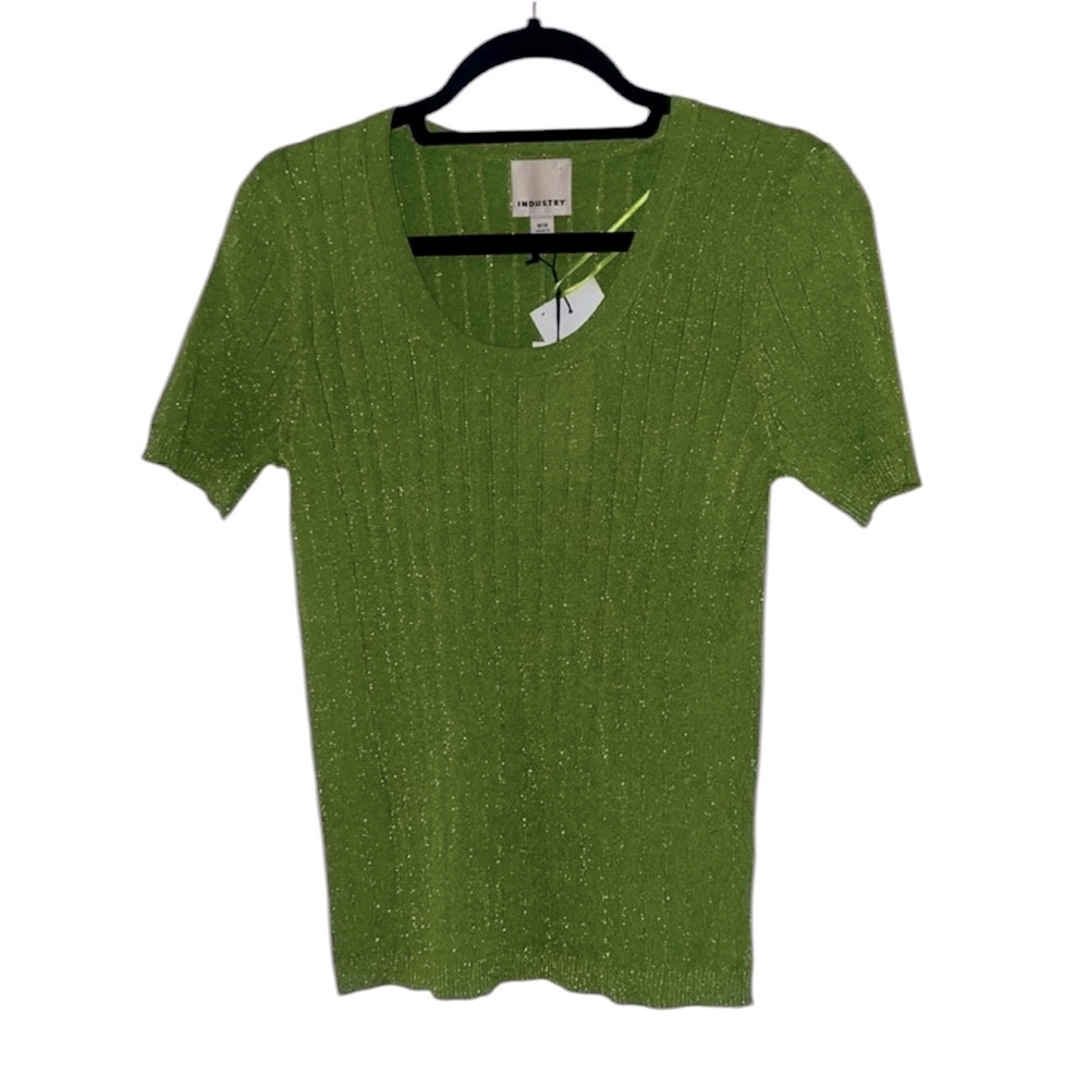 Theory Green Short Sleeve Scoop Neck Tee